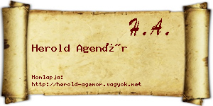 Herold Agenór névjegykártya